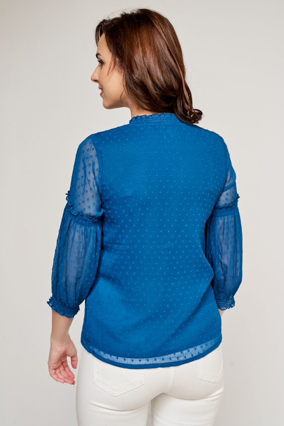 Teal Solid Blouson Top, Teal, image 5