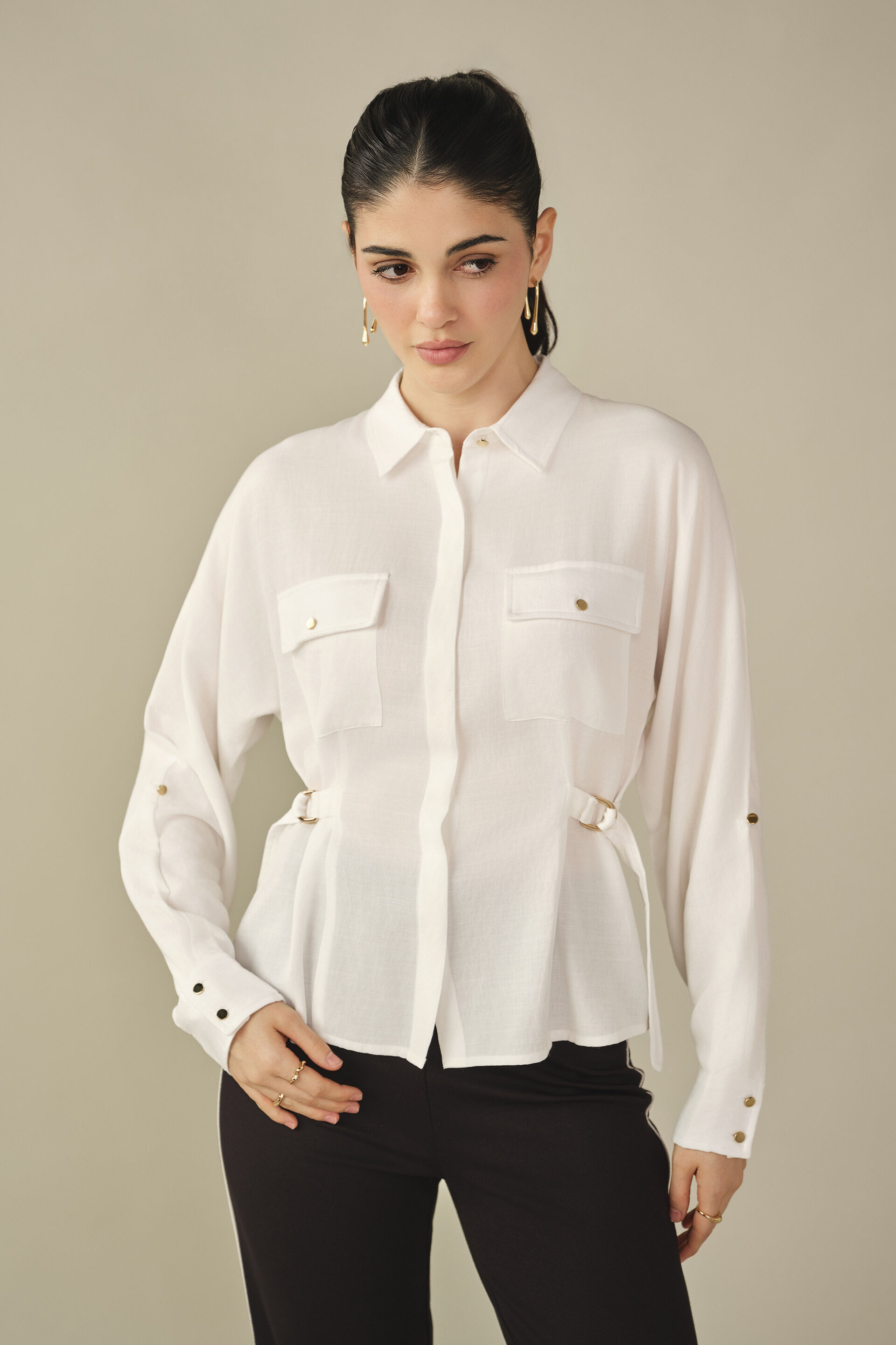 Solid Shirt in White, White, image 1