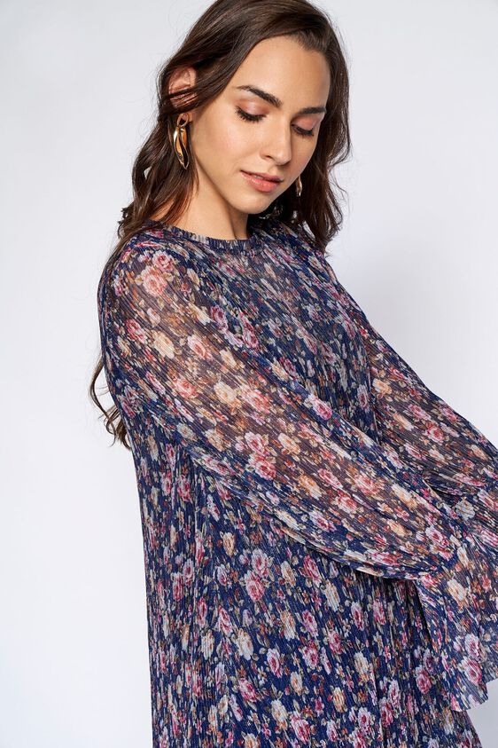 7 - Navy Floral A-Line Dress, image 7