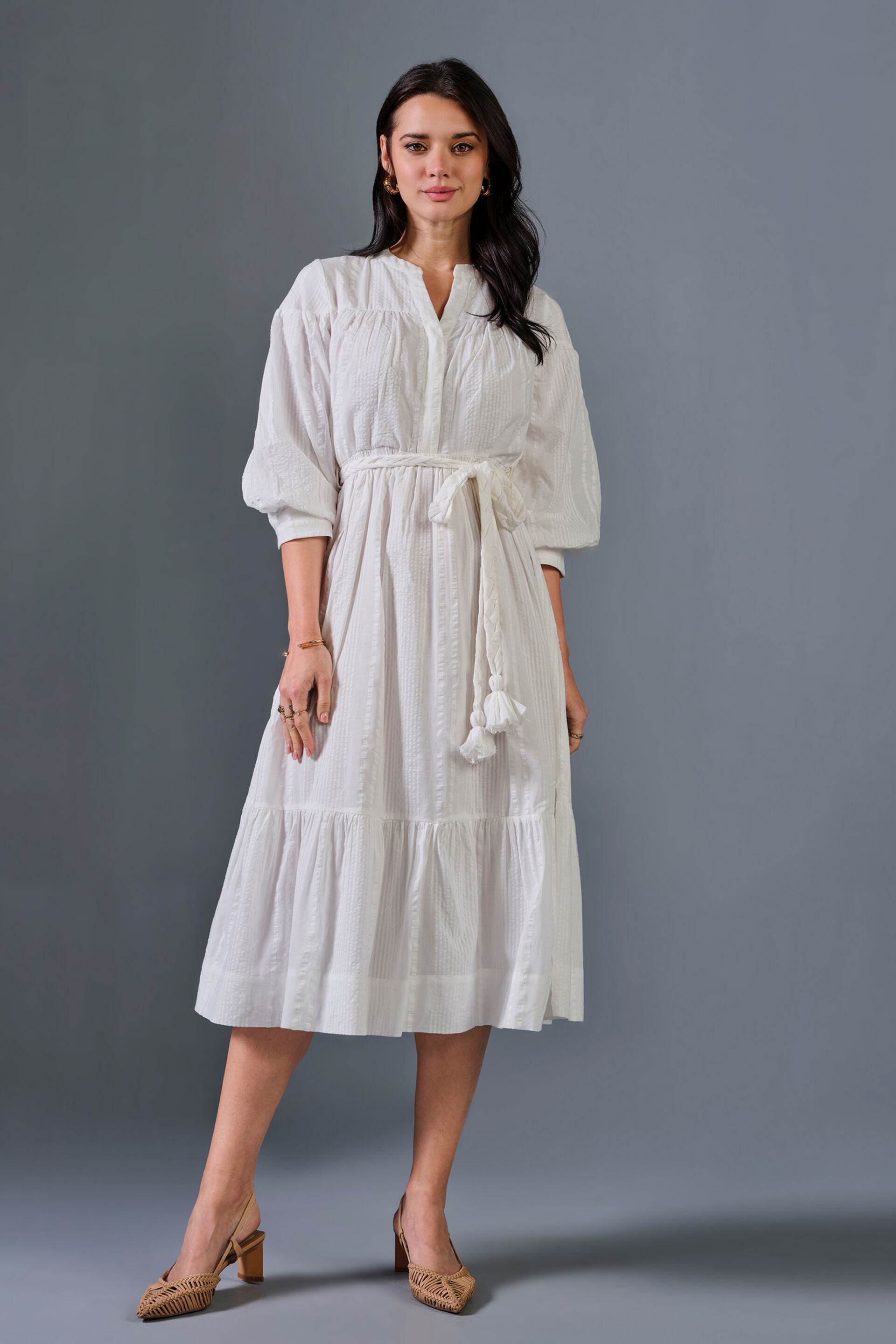 White seersucker dress discount