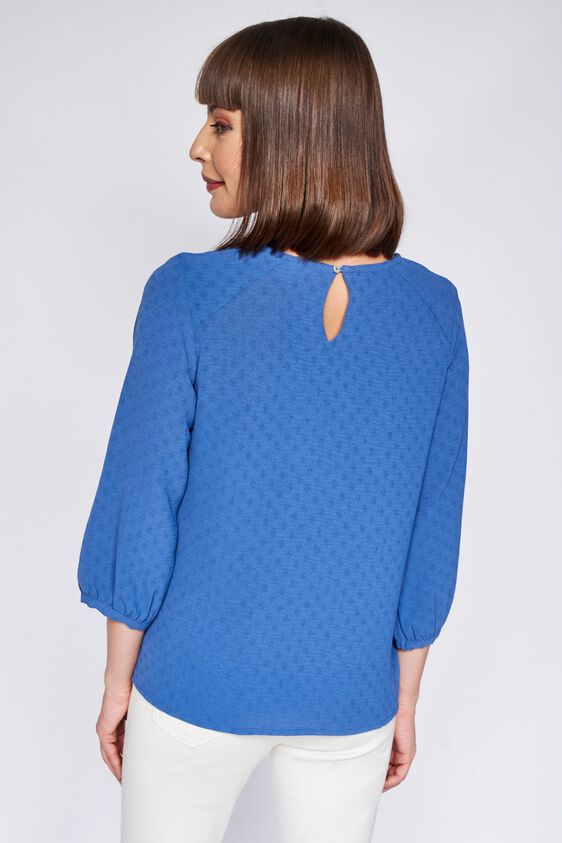 Blue Self Design Curved Top, Blue, image 4