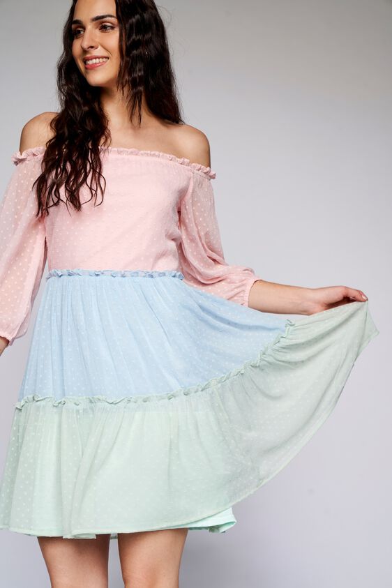 2 - Multi Colorblocked Gathered Dress, image 2