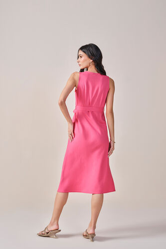 Bougainvillea Viscose Linen Blend Dress, Pink, image 4