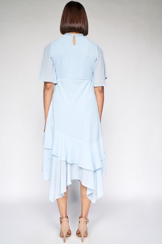 5 - Powder Blue Solid Fit and Flare Dress, image 5