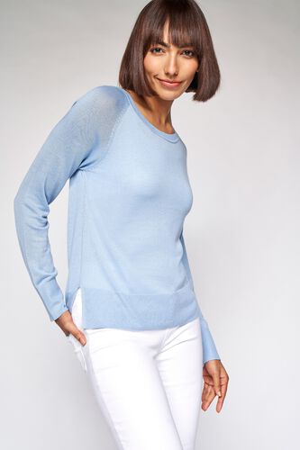 1 - Powder Blue Self Design A-Line Top, image 1