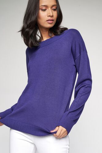 2 - Ink Blue Self Design Sweater Top, image 2
