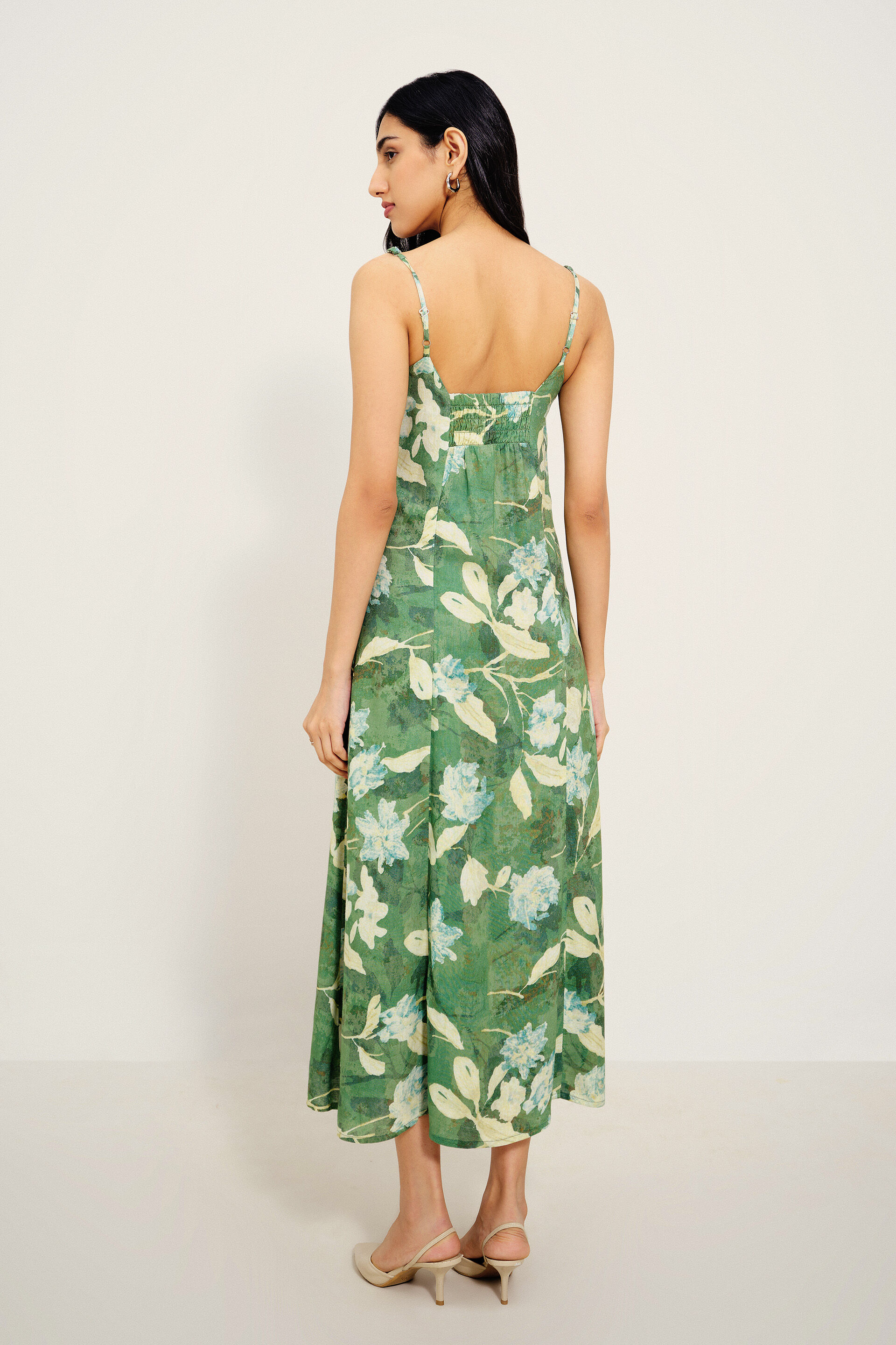 Freesia Flared Dress, Green, image 7
