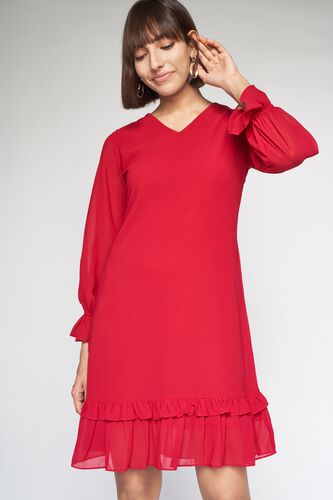 1 - Red Solid Regular Dress, image 1