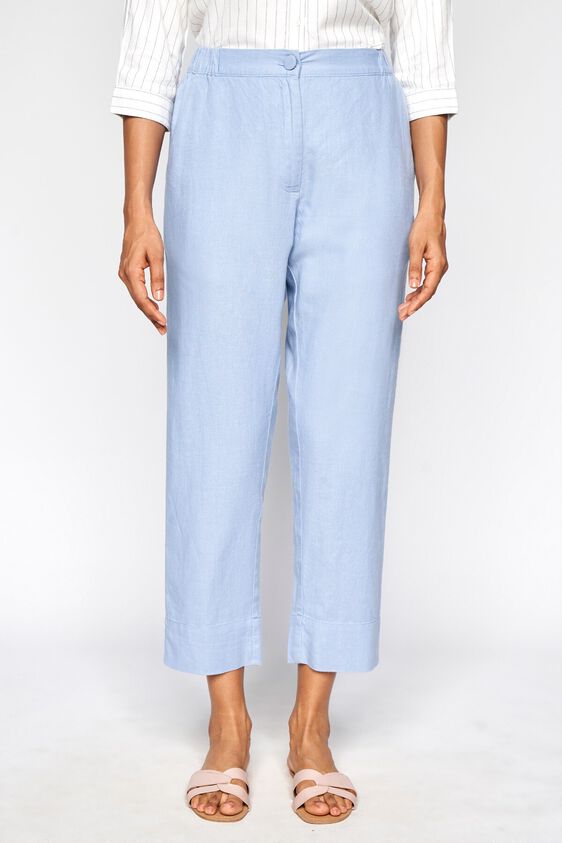 2 - Powder Blue Solid Straight Pants, image 2
