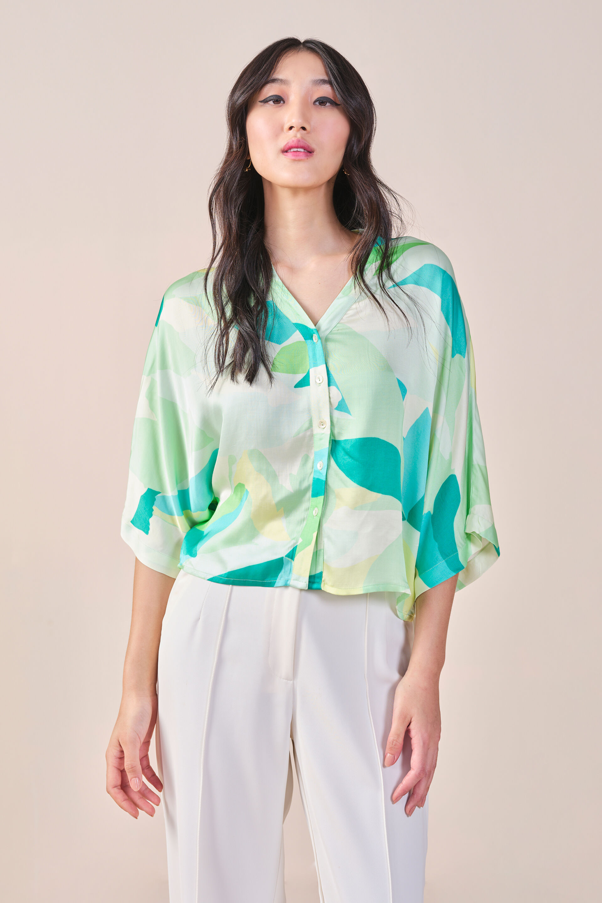 It'S All Abstract Viscose Top, Green, image 3