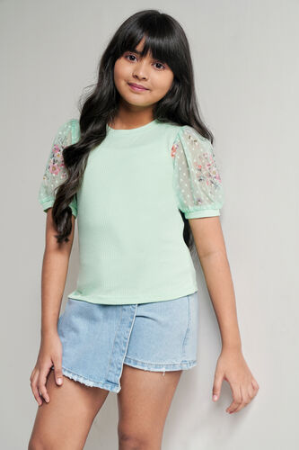 Mint Floral Straight Top, Mint, image 2