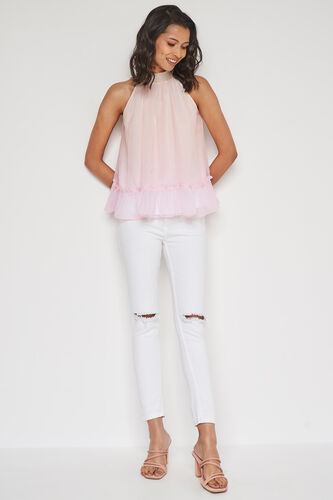 Cream Gathered High-Low Top, Cream, image 3
