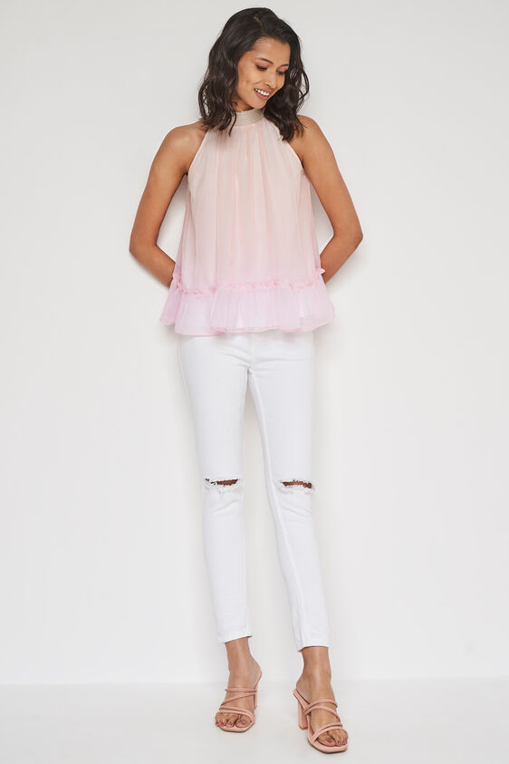 Cream Gathered High-Low Top, Cream, image 3