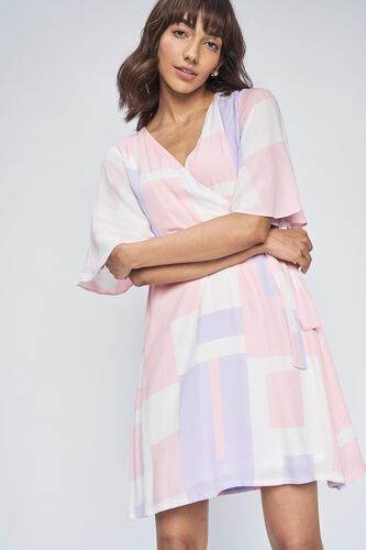 1 - Pink Colorblocked Wrap Dress, image 1