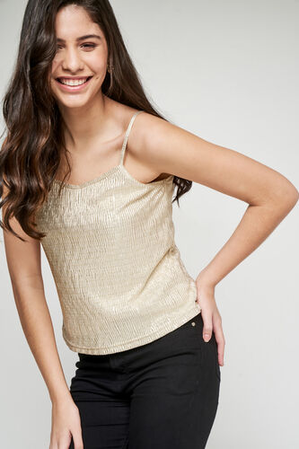 Gold Regular Length Flared A-Line Top, Gold, image 3