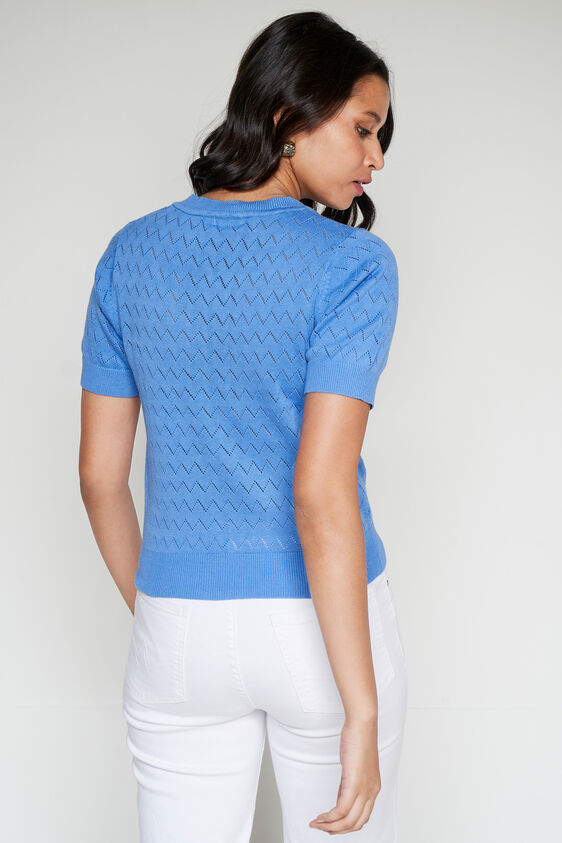 Blue Solid Straight Top, Blue, image 4