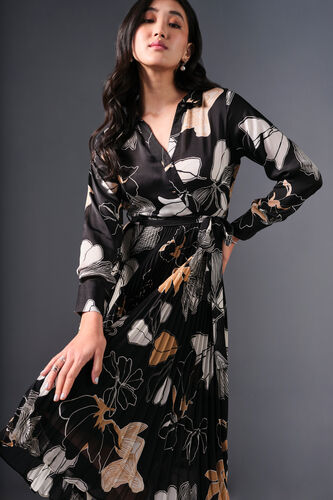 Luxe Printed Dress, Black, image 8