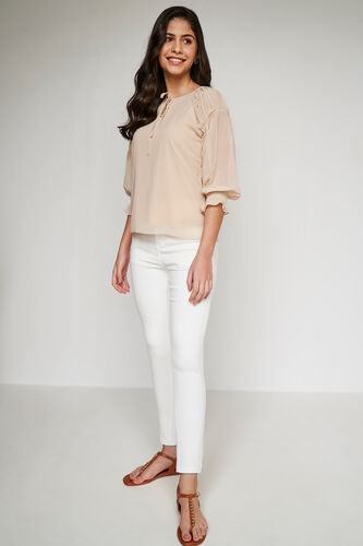 White Solid Casual Bottom, White, image 2