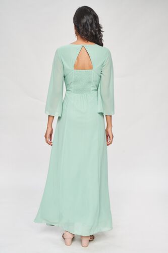 2 - Sage Green Solid Embellished Fit & Flare Gown, image 2
