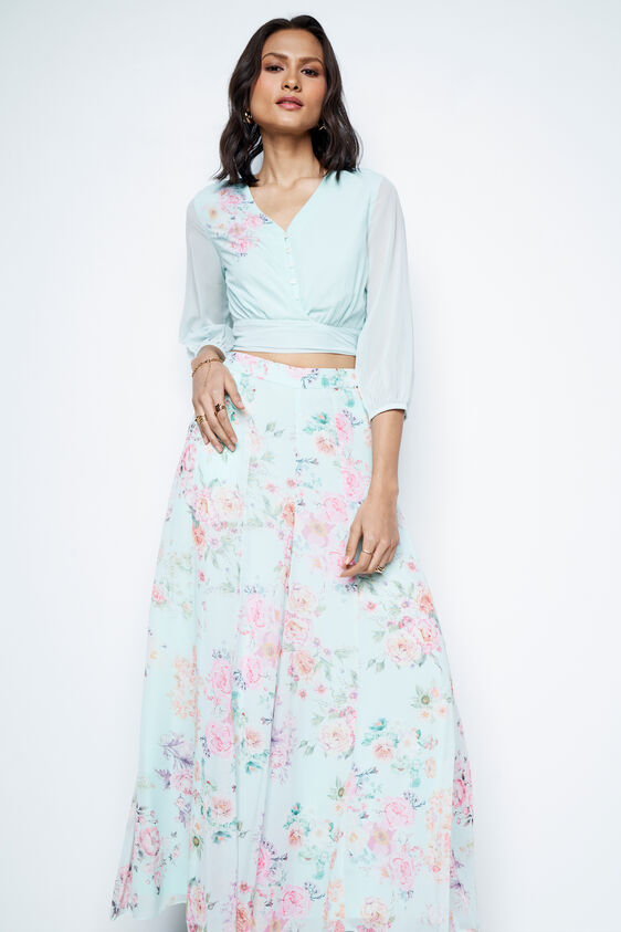 Light Green Floral Flared Set, Green, image 3