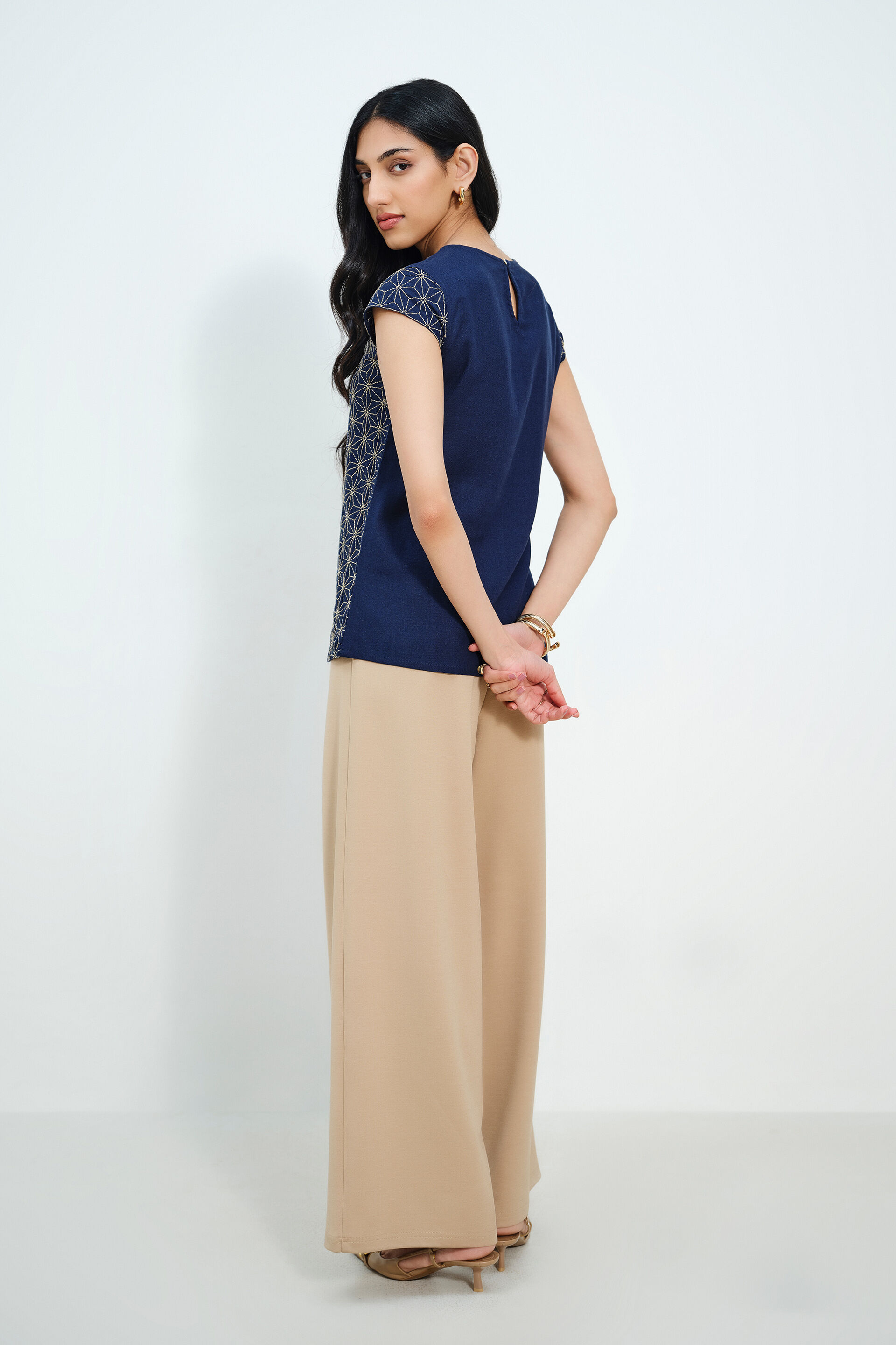 Geometric Indigo Top, Navy, image 5