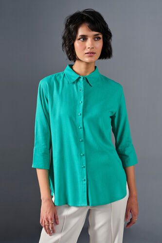 Keep It Neutral Viscose Blend Shirt, Turquoise, image 3