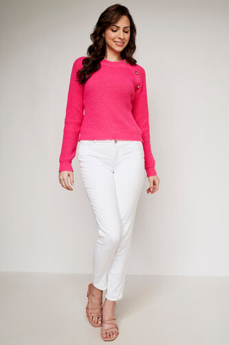 Pink Self Design Straight Top, Pink, image 2
