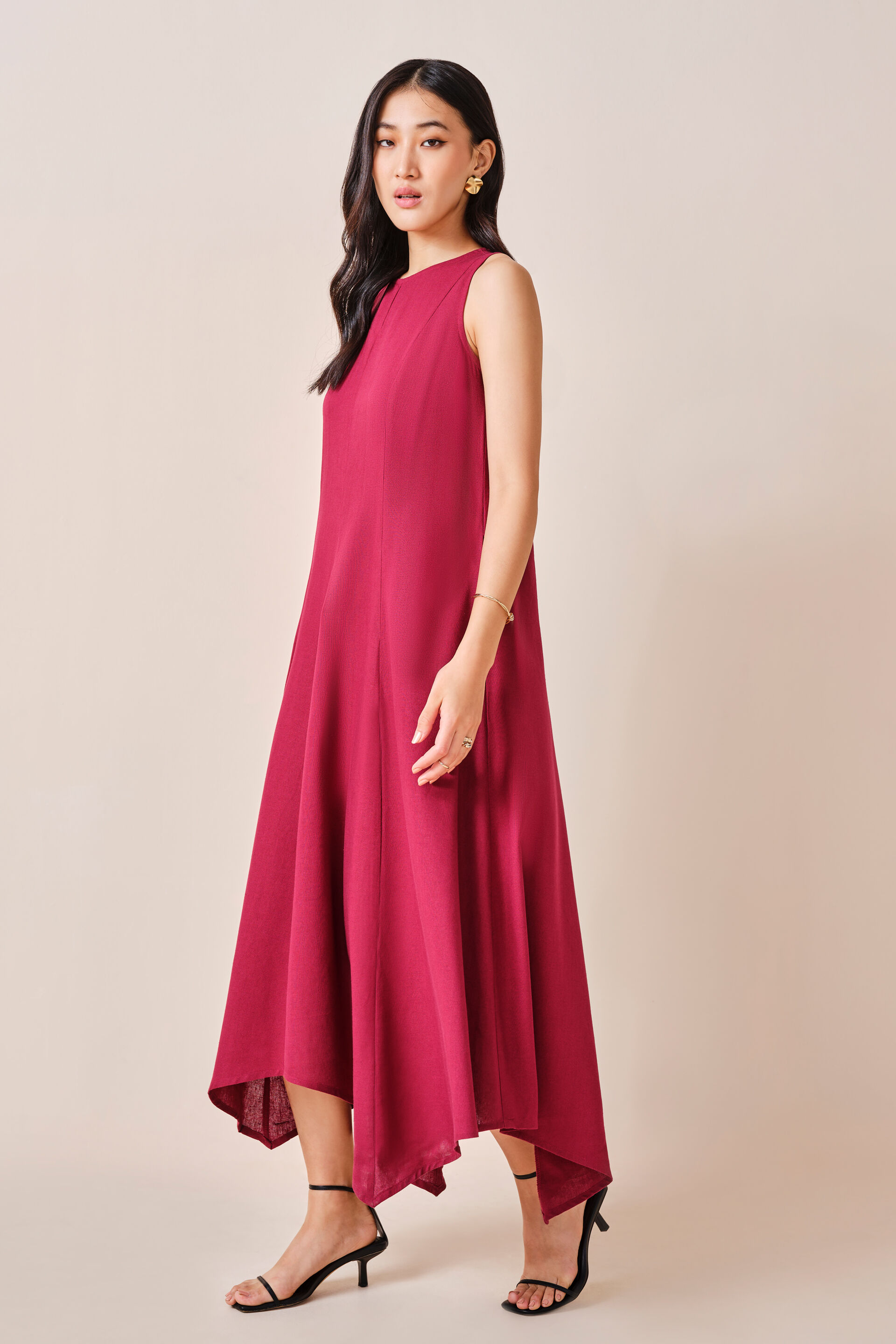 Ruby Viscose-blend Dress, Maroon, image 4