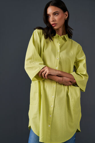 Lime Love Longline Cotton Shirt, Lime Green, image 5