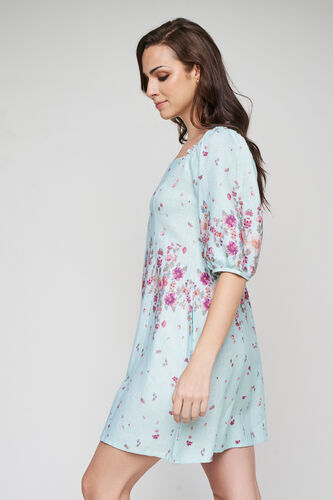 Teal Floral Straight Dress, Teal, image 4