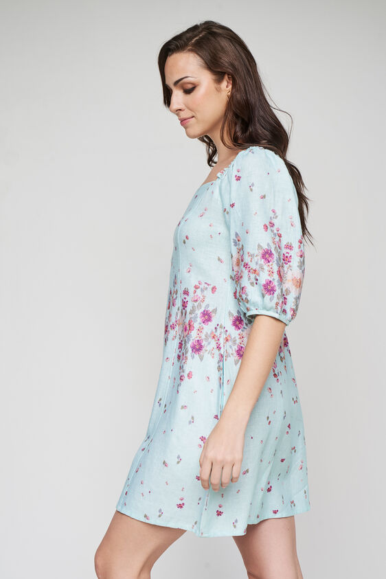 Teal Floral Straight Dress, Teal, image 4