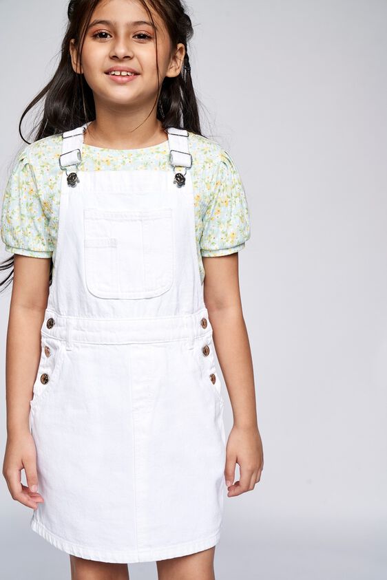 3 - White Solid Straight Dungaree, image 3