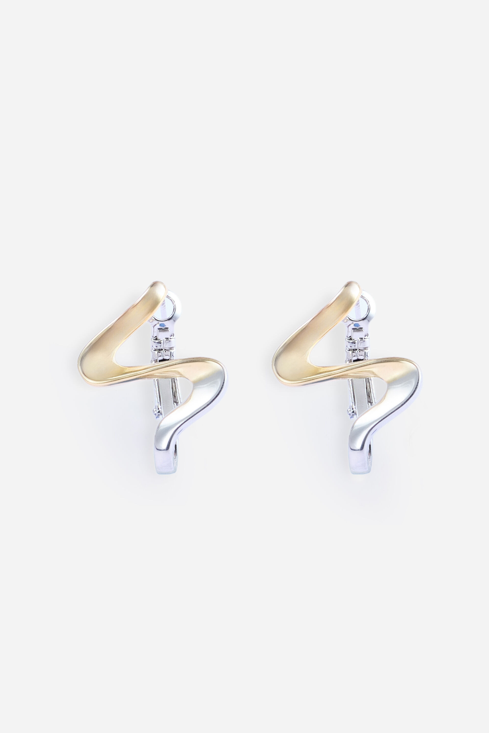 Abstract Two-Tone Hoop Earrings, , image 1