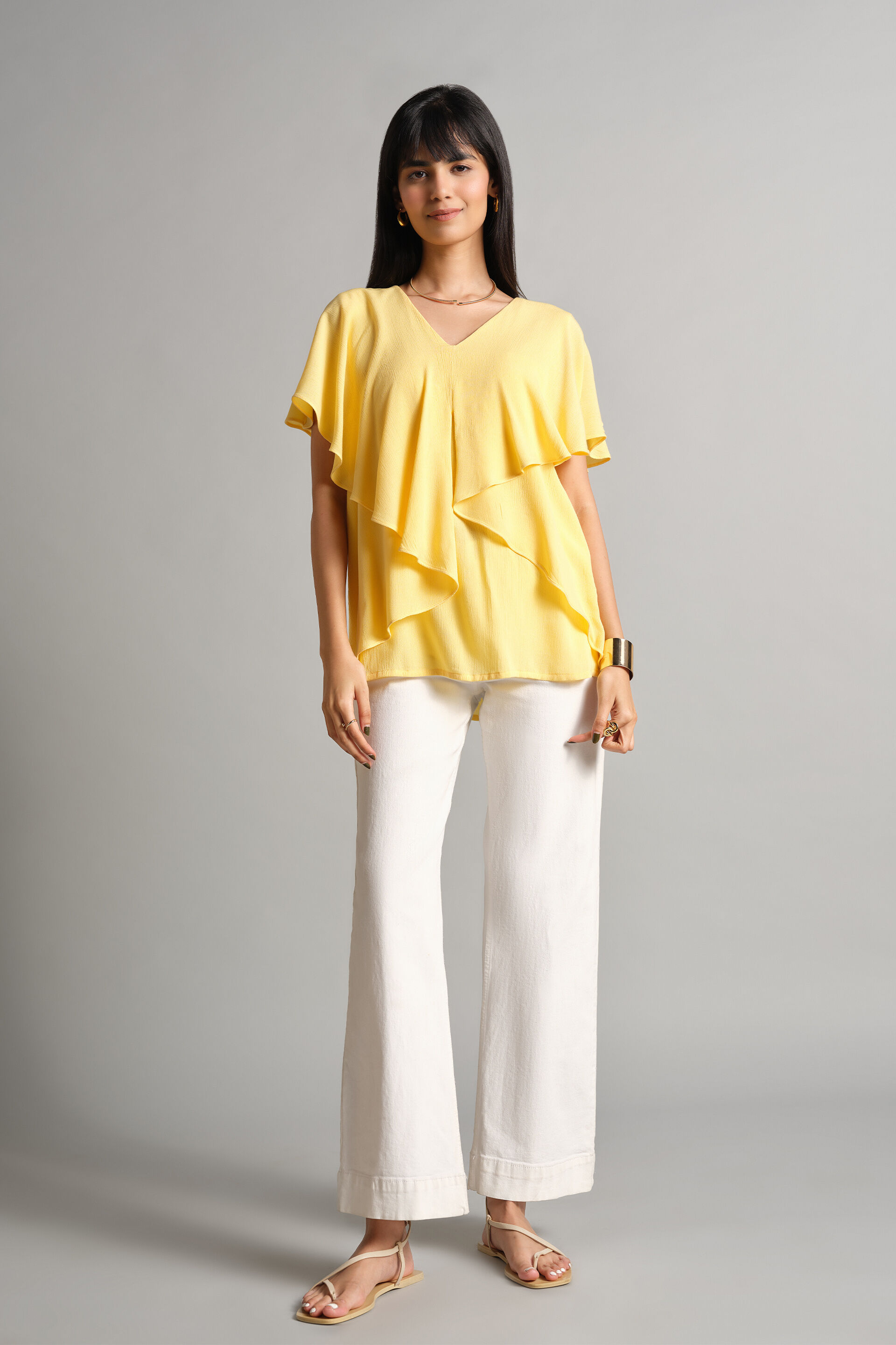 Yellow Ruffle Top, Yellow, image 2