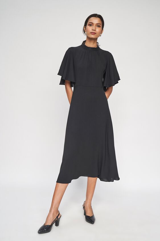 3 - Black Solid Dress, image 3