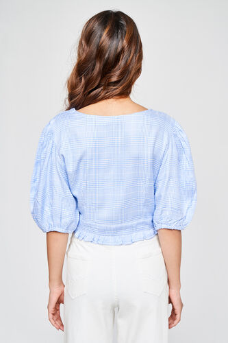 Blue And White Short Length Straight Cropped Top, Blue, image 4