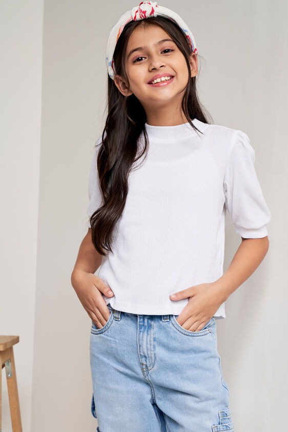Solid Slip-On Straight Top, White, image 2