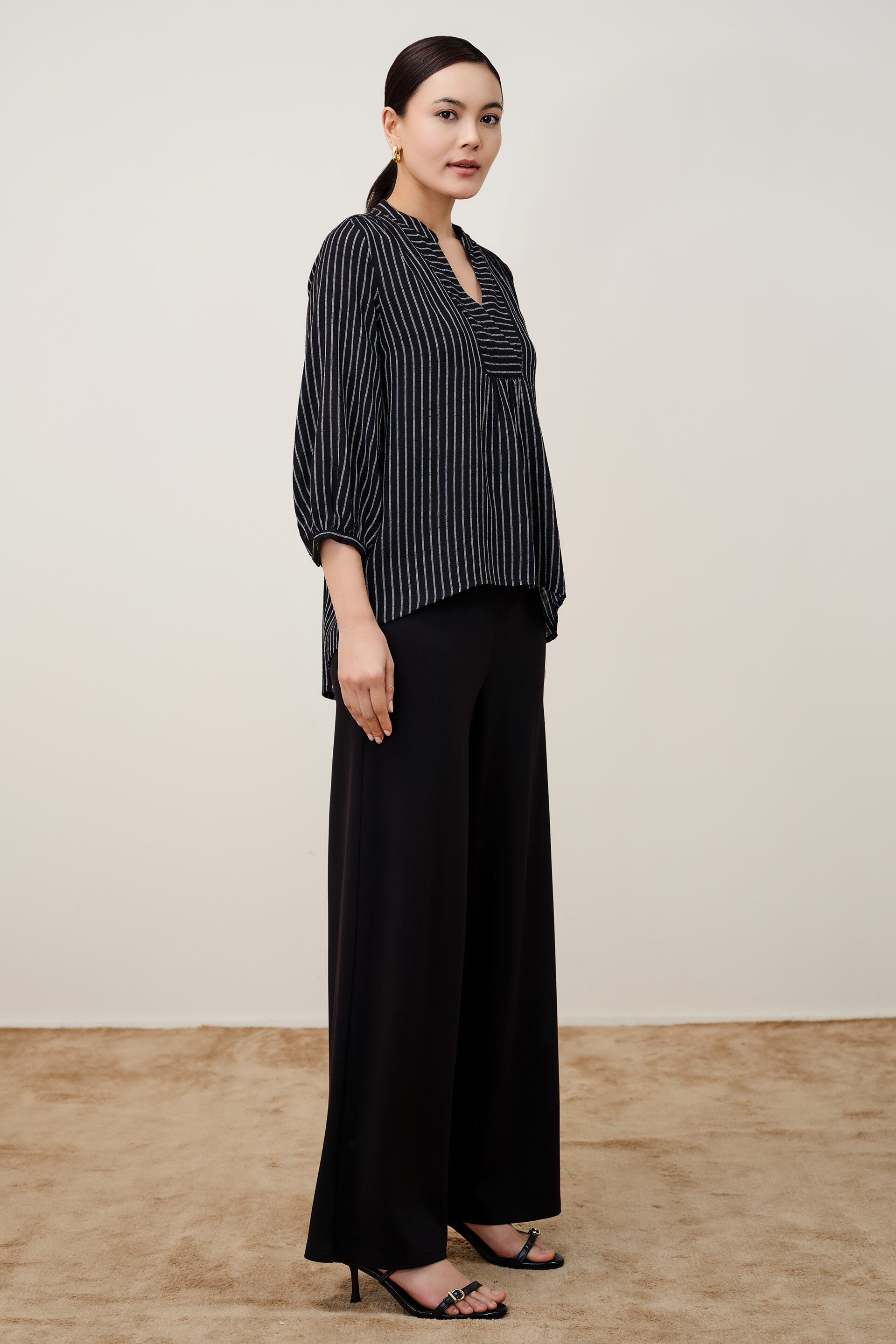 S&eacute;la Striped Black Top, Black, image 5