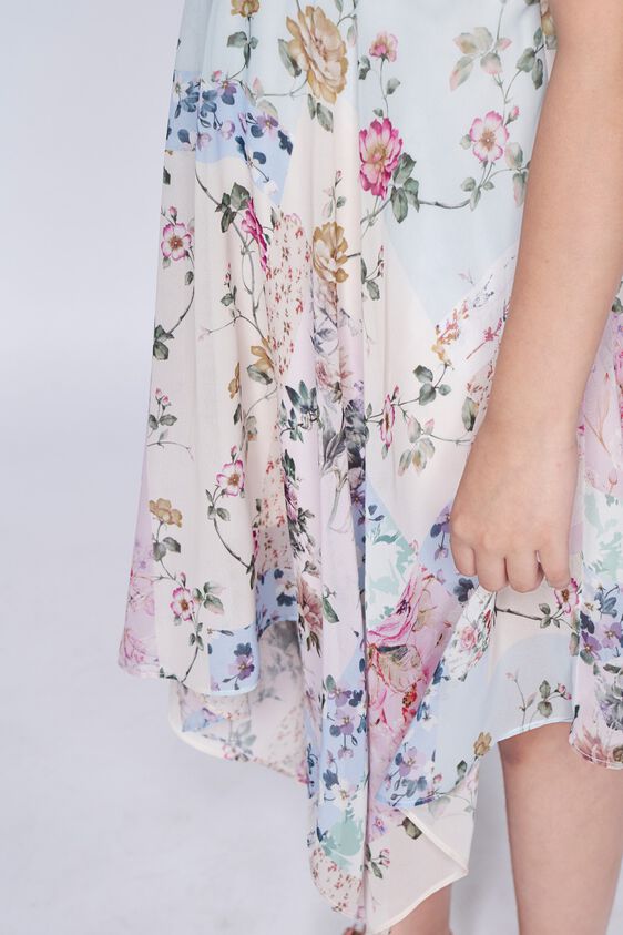5 - Multi Color Floral Asymmetric Dress, image 6