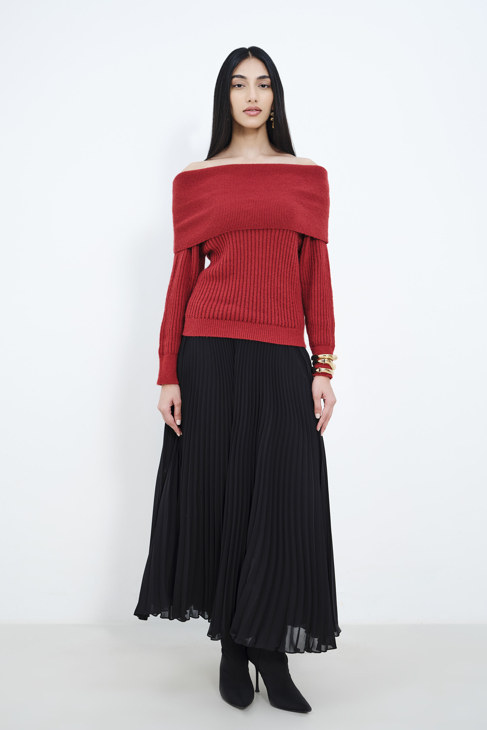 Astro Dust Off-Shoulder Sweater, Rust, image 2