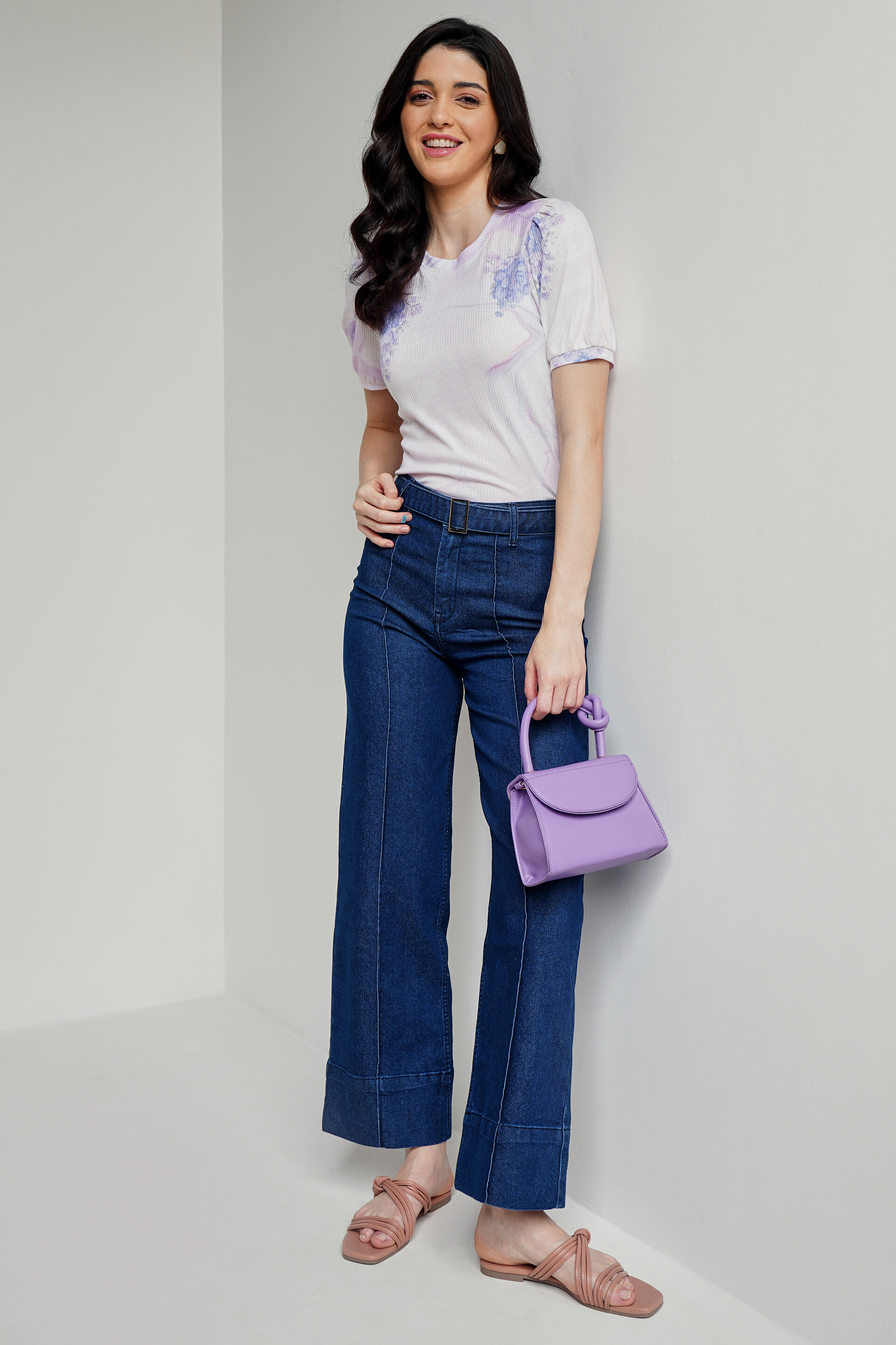 Dark Blue Solid Flared Bottom, Dark Blue, image 2