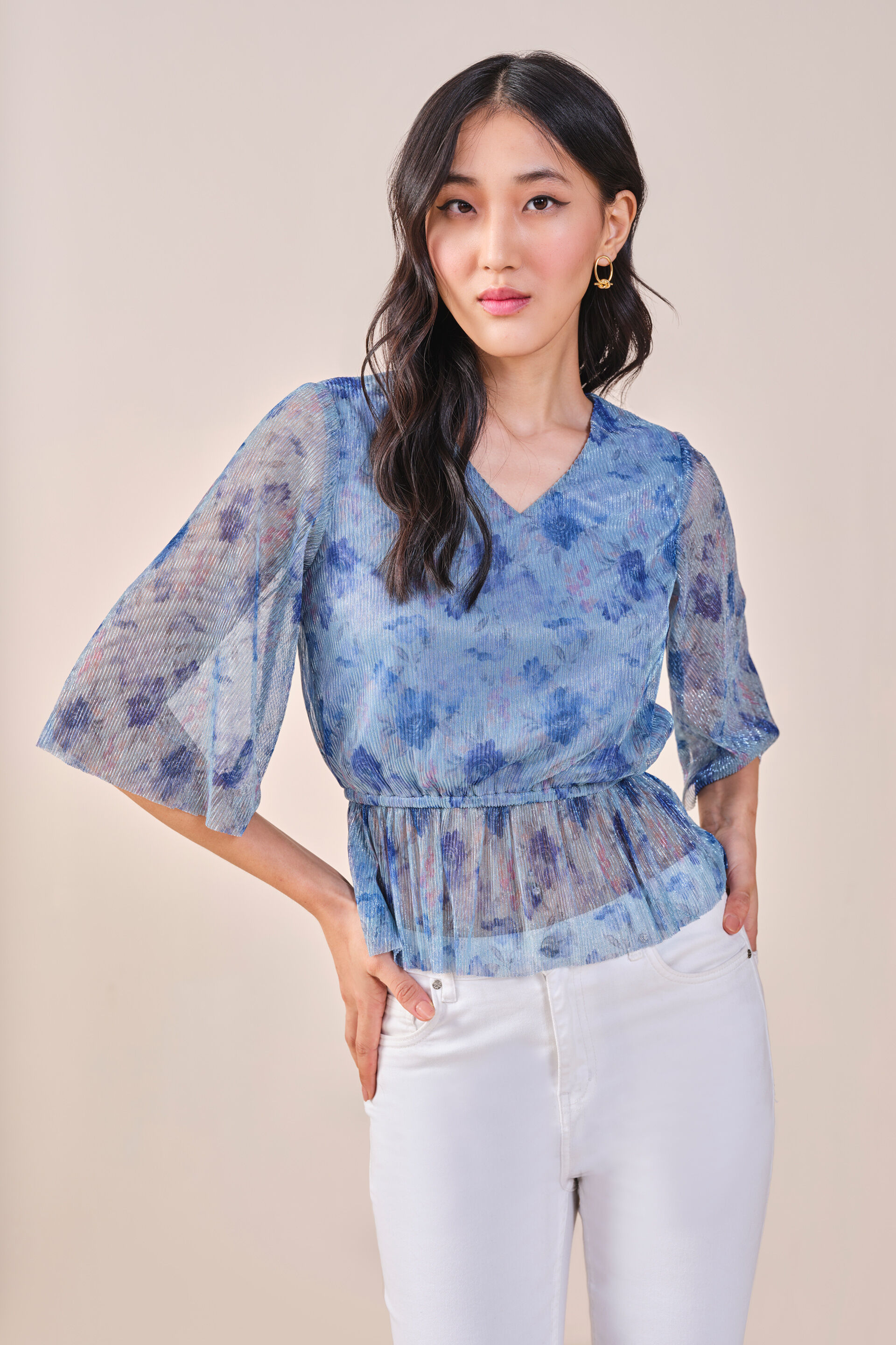 Julia Shimmer Top, Blue, image 1