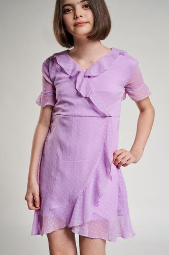 5 - Lilac Self Design Fit And Flare Dress, image 5
