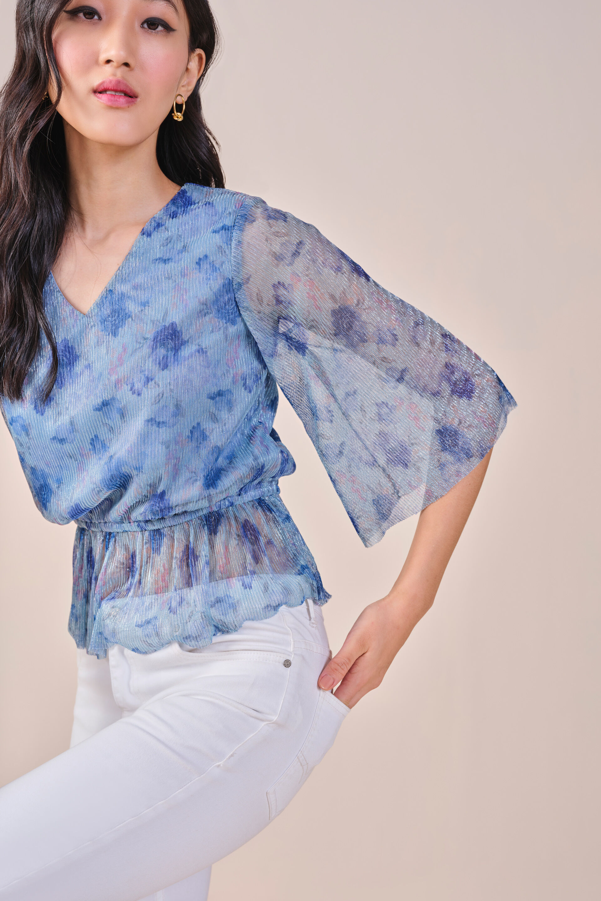 Julia Shimmer Top, Blue, image 7