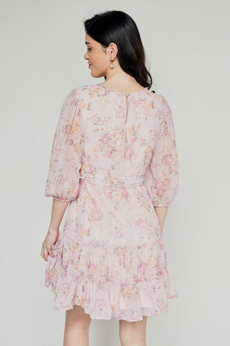 Pink Floral Flared Dress, Pink, image 5