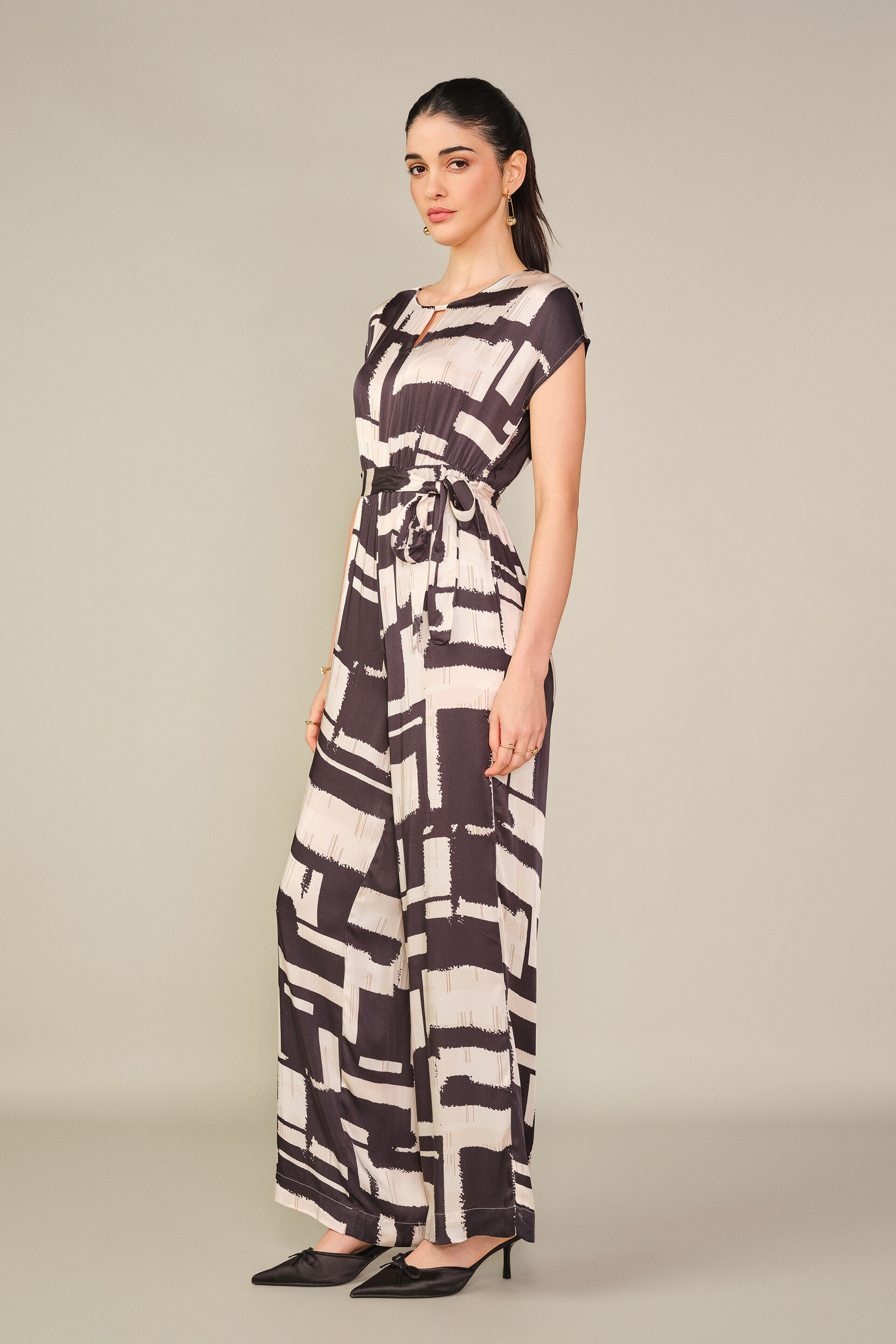 Abstract Printed Modal Jumpsuit, Cream, image 4
