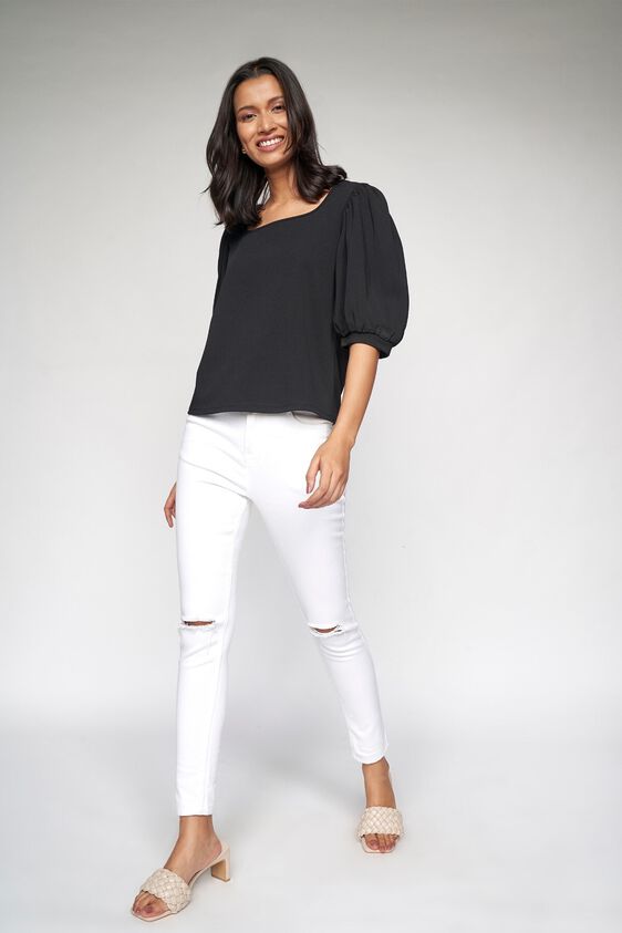 4 - Black Solid Straight Top, image 4