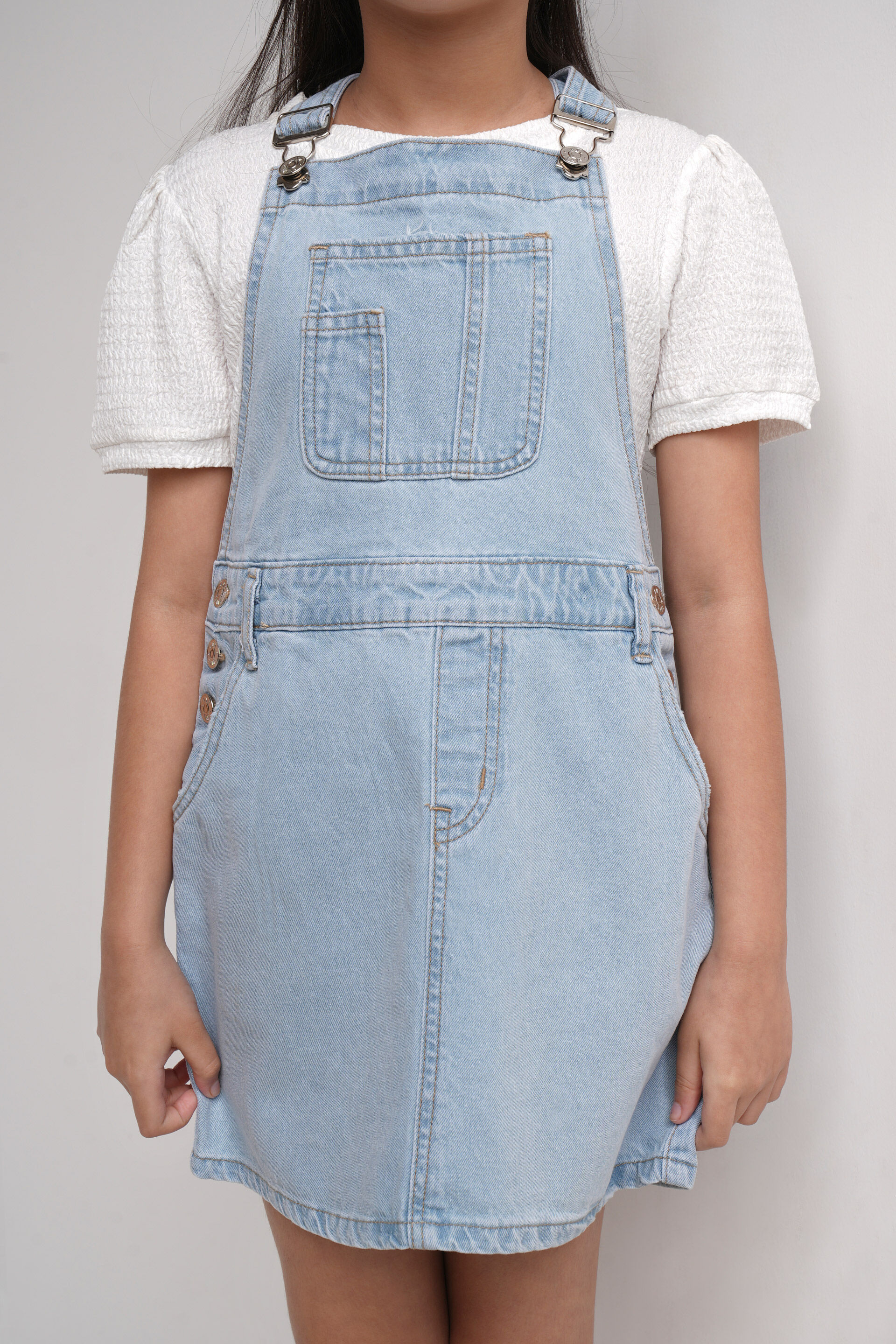 Light Blue Solid Straight Dungaree