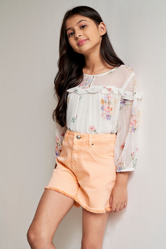 White Floral Straight Top, White, image 3