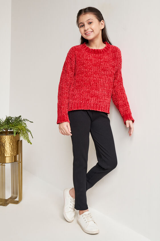 Red Self Design Straight Top, Red, image 2